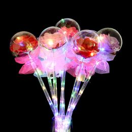 Party Decoration Led Gunst Light Up gloeiende rode rozenbloemwands Bobo Ball Stick voor bruiloftsfeestje