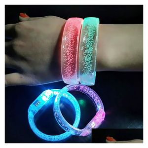 Décoration de fête LED Favoris Vente directe MTI Couleur Bulle Clignotant Light Up Glow Mode Rave Bracelet Bracelet Lx0037 Drop Livraison Accueil Dhey2