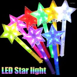 Feestdecoratie leidde vijfpuntige sterrenglowsticks Luminous Light Fluorescent Happy Birthday Decor Kids Up Toys Night Supplies