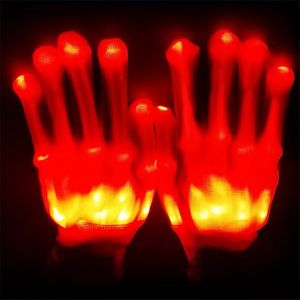 Decoración de fiesta LED intermitente Finger Glow Guantes Halloween Skull Light Up Horror Props Cool Fun Toys para niños 220915