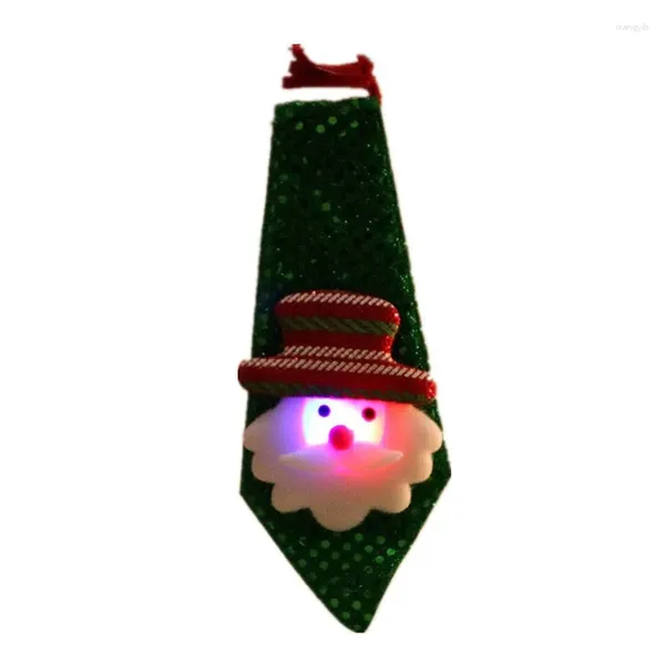 Décoration de fête LED clignotant cravate de Noël brillante cravate nouveauté cravate rouge santa claus neige du manche