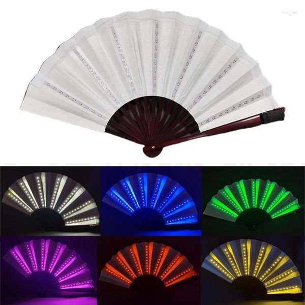 Abanico de mano plegable LED para decoración de fiestas, baile de mano chino con adorno de Festival de música ligera, regalos, decoraciones de Halloween