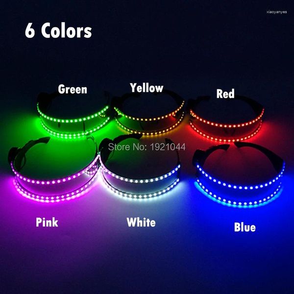 Decoración de la fiesta Gafas LED para eventos alimentados por el diseño de suministros de baterías CR2032 Button Glow