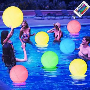 Décoration de fête LED ballon lumineux ballon de plage gonflable avec télécommande grande piscine étanche jouets lumineux extérieurs