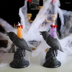 Décoration de fête LED gothique corbeau lampe de bureau Halloween réaliste corbeau chandelier Vintage oiseau fournitures Festival accessoires