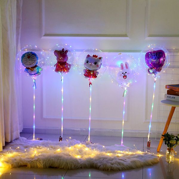 Décoration de fête Ballon lumineux LED avec bouquet de boules Bobo roses Éclairage fantaisie Ballons à bulles Guirlandes lumineuses pour cadeaux de mariage DIY Filles Femmes, 20 pouces CRESTECH