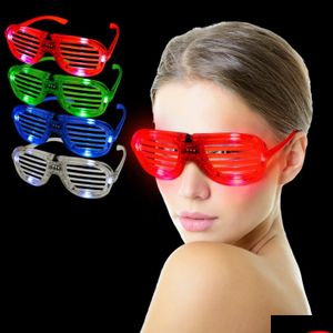 Decoración de fiesta Gafas de luz LED Forma de obturador Frío Flash Concierto Favores Cheer Dance Props Luminous Eyeglass Toy 3 8Rr F Drop Deli Dhz0M