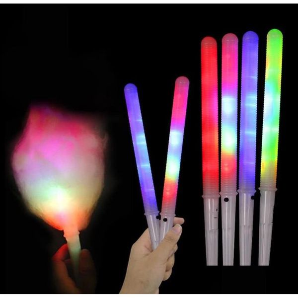 Decoración de fiesta LED Light Up Cotton Candy Cones Colorf Glowing Marshmallow Stick Reutilizable Favor Concierto Parque Intermitente Night Drop Deli DHS5I