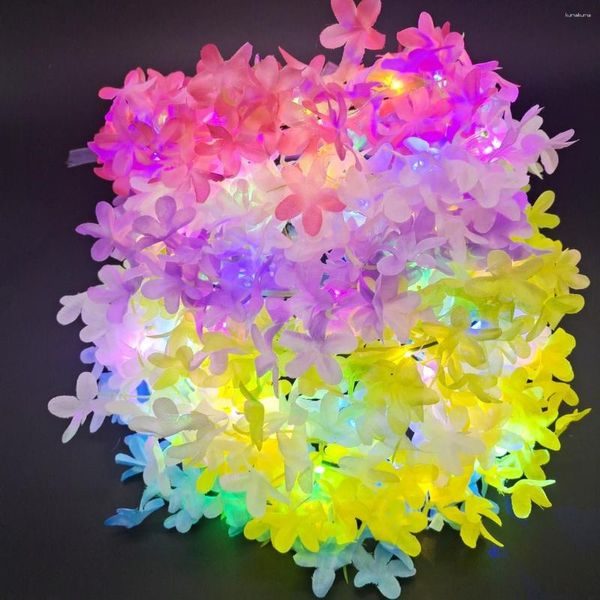 Décoration de fête lumière LED couronne de fleurs lueur guirlande bandeau hawaïen Lei bandeau couronne anniversaire fournitures de mariage