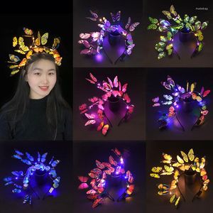 Feestdecoratie LED Light Up Gloeiende Vlinder Bloem Tak Hoofdband Verjaardag Bruiloft Lichtgevende Haarband Haar Hoepel Glow In Dark