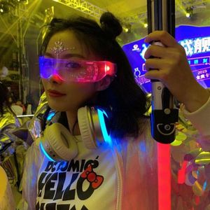 Décoration de fête LED lunettes lumineuses EL clignotant néon barre éclairer Rave Costume décor DJ lunettes de soleil pour Christma