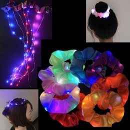 Party Decoratie LED Lichtgevende Dikke Darm Haar Ring Netto Rood Hoofd Touw Bar Bungee Koreaanse Eenvoudige Rubberen Band Accessoires