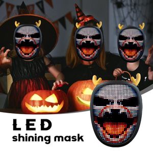 Party Decoration LED -masker met programmeerbaar, Bluetooth Face Mask, verlicht voor kostuumcosplay Masquerade Halloween Toy Induction Switch