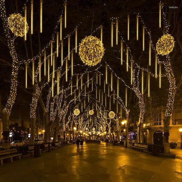 Decoración de fiestas Led Ducha de meteorito Cadena de luz al aire libre Ingeniería impermeable Tubo de color iluminado decorativo de Navidad