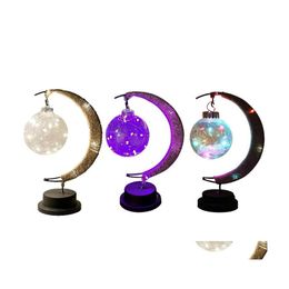 Party Decoration Led Moon Light Handgemaakt touw Iron Night Decor met 20 lichten voor bruiloft Kerst verjaardagscadeau