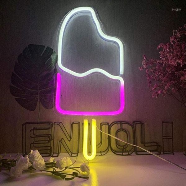 Décoration de fête Led néon acrylique Transparent panneau enseigne lampe Popsicle salle de jeu chambre décor cadeaux de noël