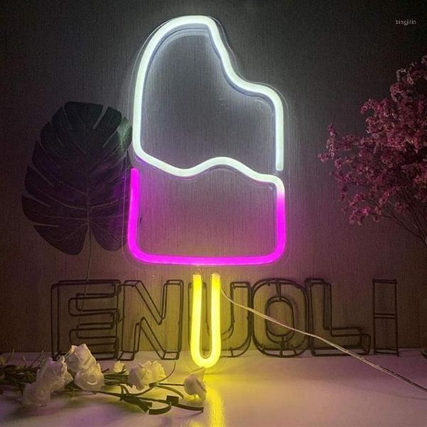 Décoration de fête LED Neon Light Acrylique Transparent Panneau Enseigne Lampe Popsicle Salle de Jeux Chambre Décor Cadeaux De Noël 274S