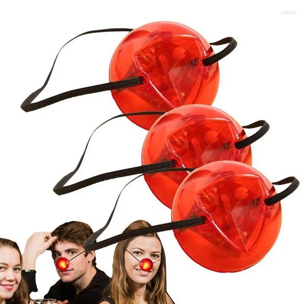 Décoration de fête LED nez rouge 3 pièces Clown clignotant drôle avec bande élastique pour la cérémonie d'anniversaire parcs à thème de carnaval