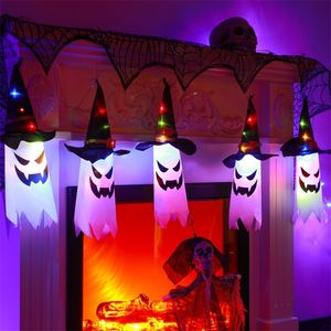 Décoration de fête LED lumières RVB fantôme Halloween assistant chapeau chaîne jardin extérieur noël décor à la maison 220905