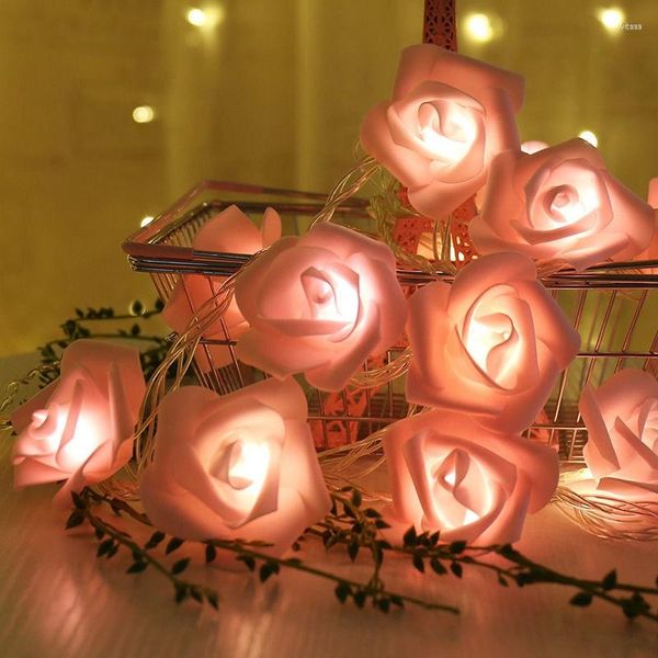 Décoration de fête LED Rose Guirlandes Lumineuse Simulation Bouquet De Fleurs 1.5m Guirlande Batterie Valentine Mariage Décor Po Accessoires