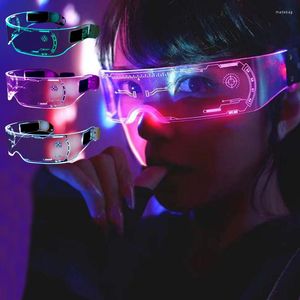 Décoration de fête Led sci-fi lunettes lumineuses colorées filet acrylique rouge Flash barre d'encouragement atmosphère accessoires de danse brillent dans le noir
