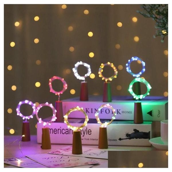 Decoración de fiesta Cuerdas LED Tapón de botella de vino Cobre Tira de hadas Alambre Decoración de fiesta al aire libre Novedad Lámpara de noche DIY Luz de corcho St DHDCV