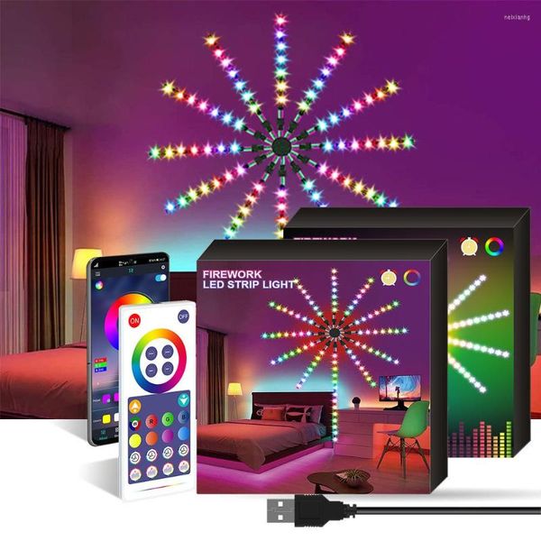 Décoration de fête Led Bande Lumières Feu D'artifice Rgb Musique Synchronisation Du Son Bluetooth Ir Dc 5 v Magique Ciel Étoilé Pleine Couleur Lumière De Noël