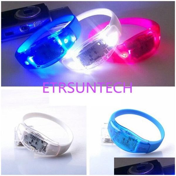 Décoration de fête LED Bracelets de commande vocale Bracelet lumineux Night Light Jouets pour enfants Glow dans les accessoires sombres Lx0054 Drop Deliver Dh2Im