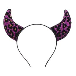 Décoration de fête motif léopard cornes du diable bandeau de sorcière Cosplay accessoire de coiffure cadeau pour enfants adultes pâques