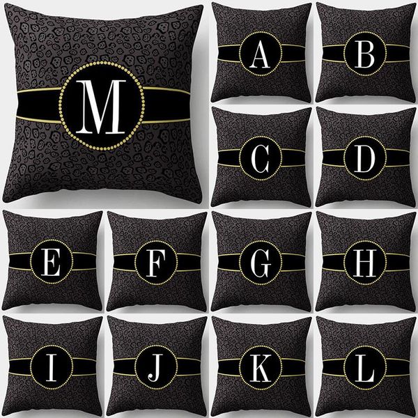 Décoration de fête Imprimé Léopard Alphabet Lettre Housse de Coussin Décorative Polyester Jeter Taie d'oreiller 45 45 CM Canapé Maison Taie d'oreiller 41014Party