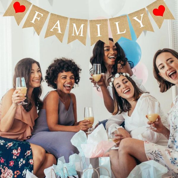 Decoración de fiesta, pancarta con letras, bandera del Día de San Valentín, juegos familiares para el primer cumpleaños