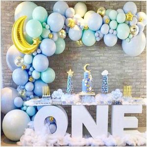 Feestdecoratie licht blauwe latex ballon ballon slinger kit glinsterende gouden maan en kleine sterrenballonnen baby shower verjaardag