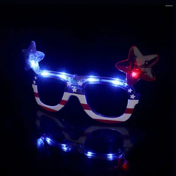 Décoration de la fête Lumières de drapeau américain Day électoral des lunettes clignotantes Patriotique conduit pour l'indépendance 4e