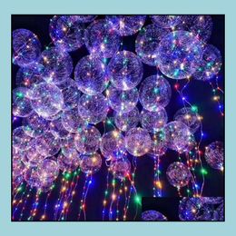 Feestdecoratie verlicht Bobo Ballon Luminous Transparant Party Decoration Bubble with LED Strings Drop Delivery 2021 Home Garden F Dhnmr