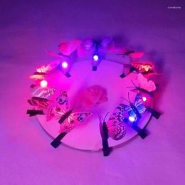 Decoración de fiestas Light Up Fairy LED Flash Butterfly Cip para el cabello Glow in the Dark Suppes for Kids Women Halloween Cumpleaños de Navidad Boda