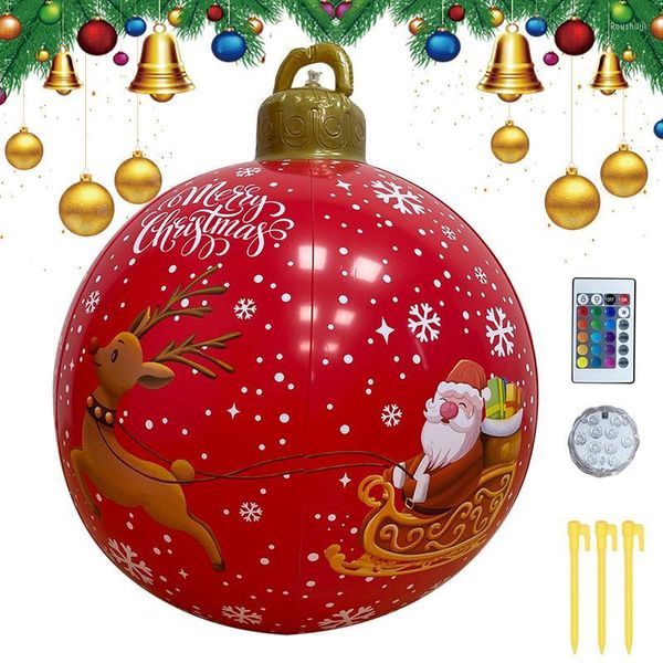 Décoration de fête allume la boule de Noël gonflable 24 pouces grandes décorations de Noël décorées en plein air pour la cour de jardin