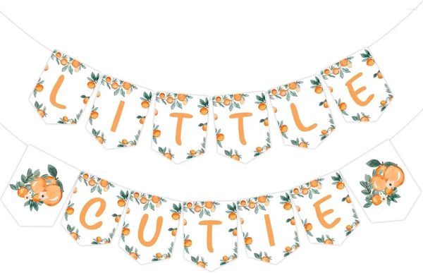 Decoración de fiesta Little Cutie Banner Orange Garland Citrus Theme Baby Shower Decoración de cumpleaños Mandarina Suministros de frutas