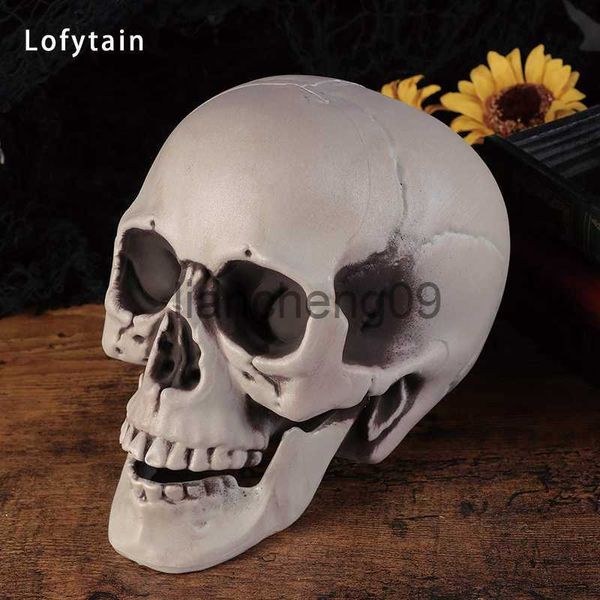 Décoration de fête Lofytain Halloween décoration modèle de crâne artificiel crâne en plastique modèle de crâne terrifiant utilisé pour la fête de bar et la décoration de la maison x0905