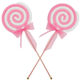 Decoración de fiesta Lollipop Adornos de dulces grandes 2 piezas Modelo falso realista Simulación Po Props Favores Boda