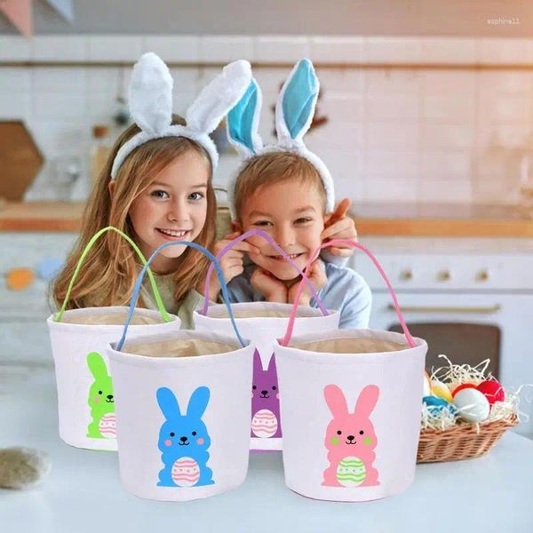 Decoración de fiestas encantadores cubos de pascua huevos bolsos de juguete Proveedor de cestas para niños paquete de caja de regalos bolso de dulces