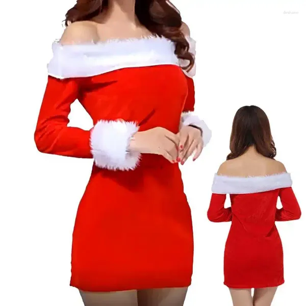 Decoración de fiestas Preciosa Velvet Red Velvet Wrap Vestido Customial Fashion Fashion Miss Claus Santa Cosplay Tema Dances