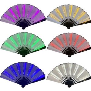 Decoración de fiesta Luminoso Plegable Rave Fan 13 pulgadas Led Play Colorido Mano Abanico Fans para Dance Neon DJ Night Club Party SN4430