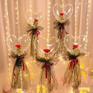 Décoration de fête Amour lumineux en forme de coeur Bobo Ball Rose Bouquet Diy Tanabata Confession Mariage Fiançailles Ballon Mise en page