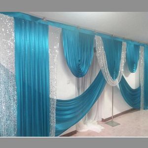 Feestdecoratie luxe ijs zijden pailletten bruiloft dackdrops swag panelen voor gordijn swags evenement podium banket achtergrond drapes