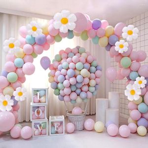 Décoration de fête Macaron Candy Ballons colorés Garland Arch Chrysanthème Feuille Fille Princesse Anniversaire Mariage Décor Baby Shower