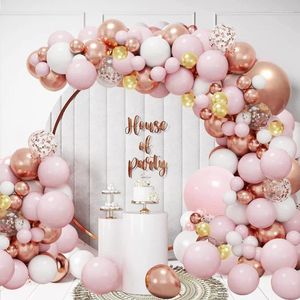 Party Decoration Macaron Pink Balloon Garland Arch Kit Kids Happy Birthday Metal Metal Rose Gold Confetti Balloons mariage Baby Shower
