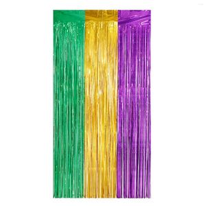 Décoration de fête Mardi Gras métallisé feuille rideaux à franges Po toile de fond carnaval banderoles fournitures pour mur de porte de vacances