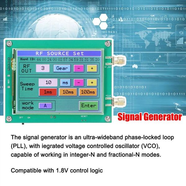 Générateur de Signal MAX2870 23.5-6000MHz, décoration de fête, 0,5ppm, Source à faible bruit, écran tactile, contrôle logiciel PC PLL VCO
