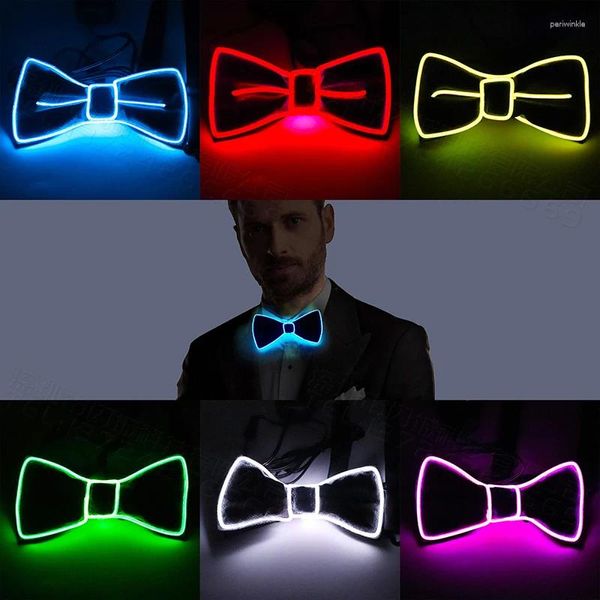 Décoration de fête hommes brillants nœud papillon el wire néon conduit lumineux Halloween Christmas Light Up Decor Bar Club Club Clothing Prop