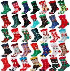 Party Decoration Men Women chaussettes Lover Christmas Halloween Célébrez le Santa Elk Gift Biscuits neige Happy Funny Tide Cotton chaussettes C1124